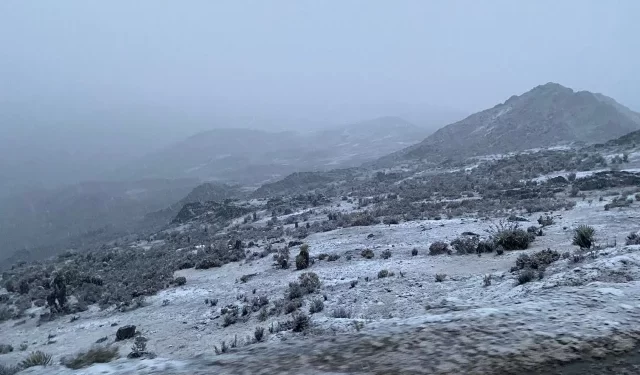 Primera nevada del año 2023 en el pico El Águila