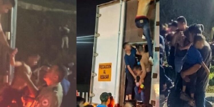 Localizan en México a 350 migrantes hacinados y deshidratados en la caja de un tráiler