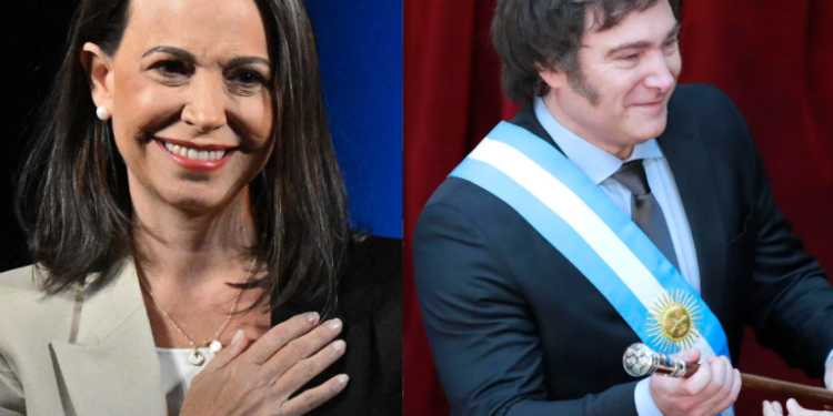 María Corina Machado dice que los venezolanos cuentan con Milei para reconquistar la libertad