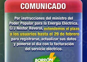 Hasta el 29 de febrero extiende Corpoelec el Plan Borrón y Cuenta Nueva
