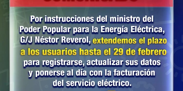 Hasta el 29 de febrero extiende Corpoelec el Plan Borrón y Cuenta Nueva