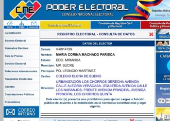 CNE publicó en su web la prohibición que le impide a María Corina Machado postularse como candidata