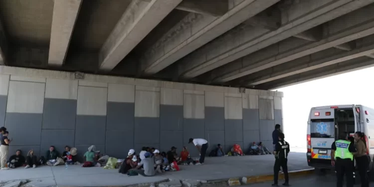 Migrantes venezolanos dejan el río Bravo y se refugian del calor y la inseguridad bajo un puente